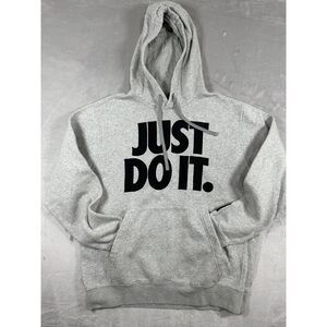 NIKE Sportswear "Just Do It" Pullover Hoodie Grey Heather Size L